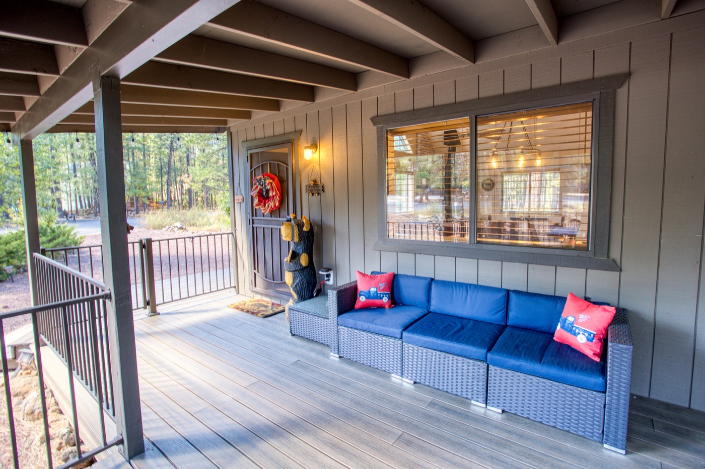 Covered front porch with seating