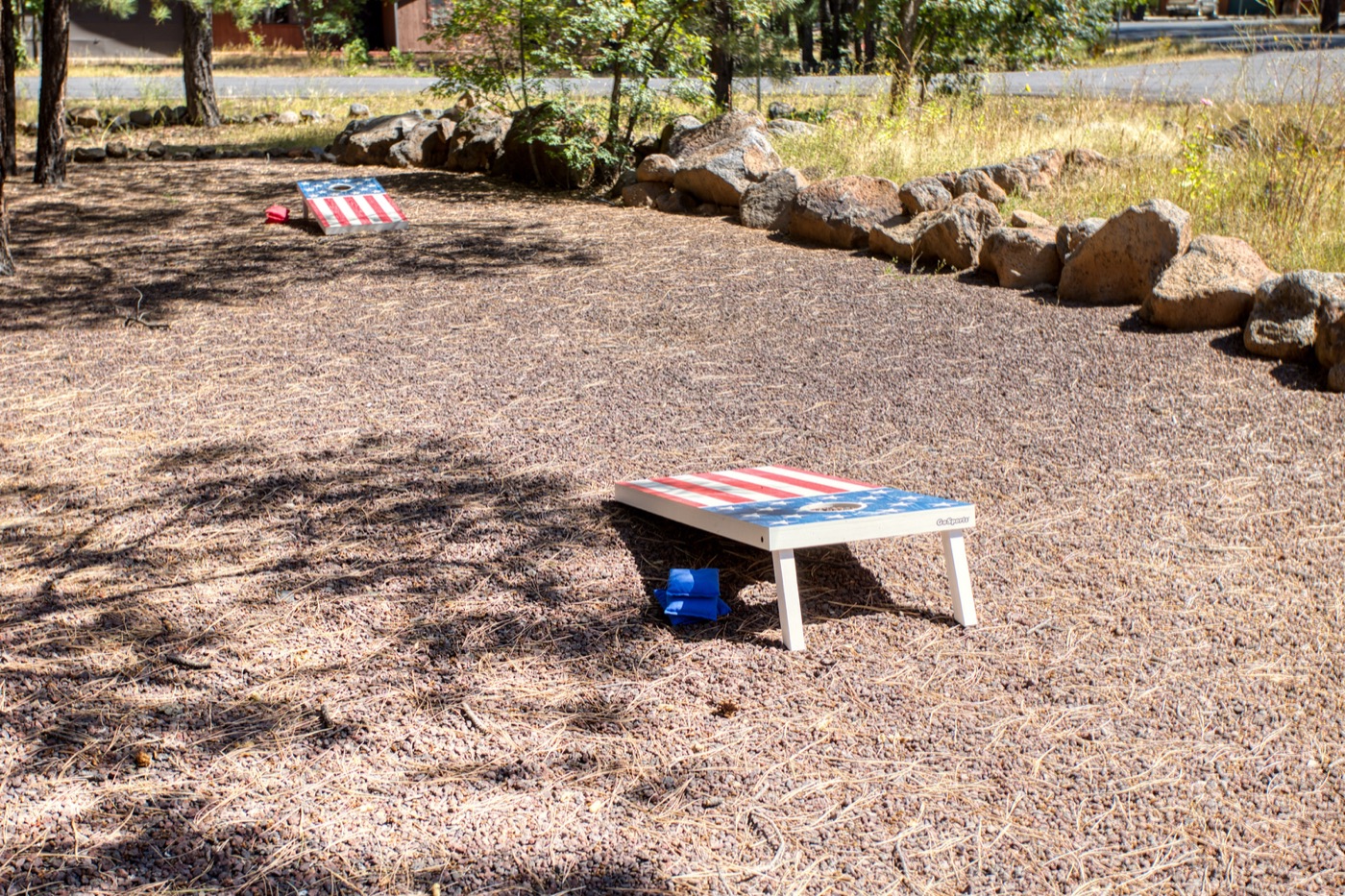 Yard games including cornhole